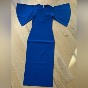 NWT!Ted Baker Blue Fluted Sleeve Knitted Midi Dress